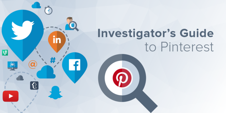 Investigator's Guide to Pinterest - Pinterest logo under magnifying glass.