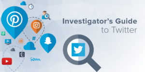 Investigator's Guide to Twitter - Twitter logo under magnifying glass.