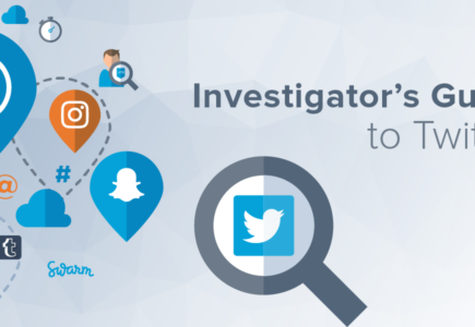 Investigator's Guide to Twitter - Twitter logo under magnifying glass.