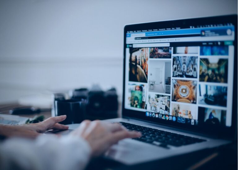 analyst scrolling through images on social media