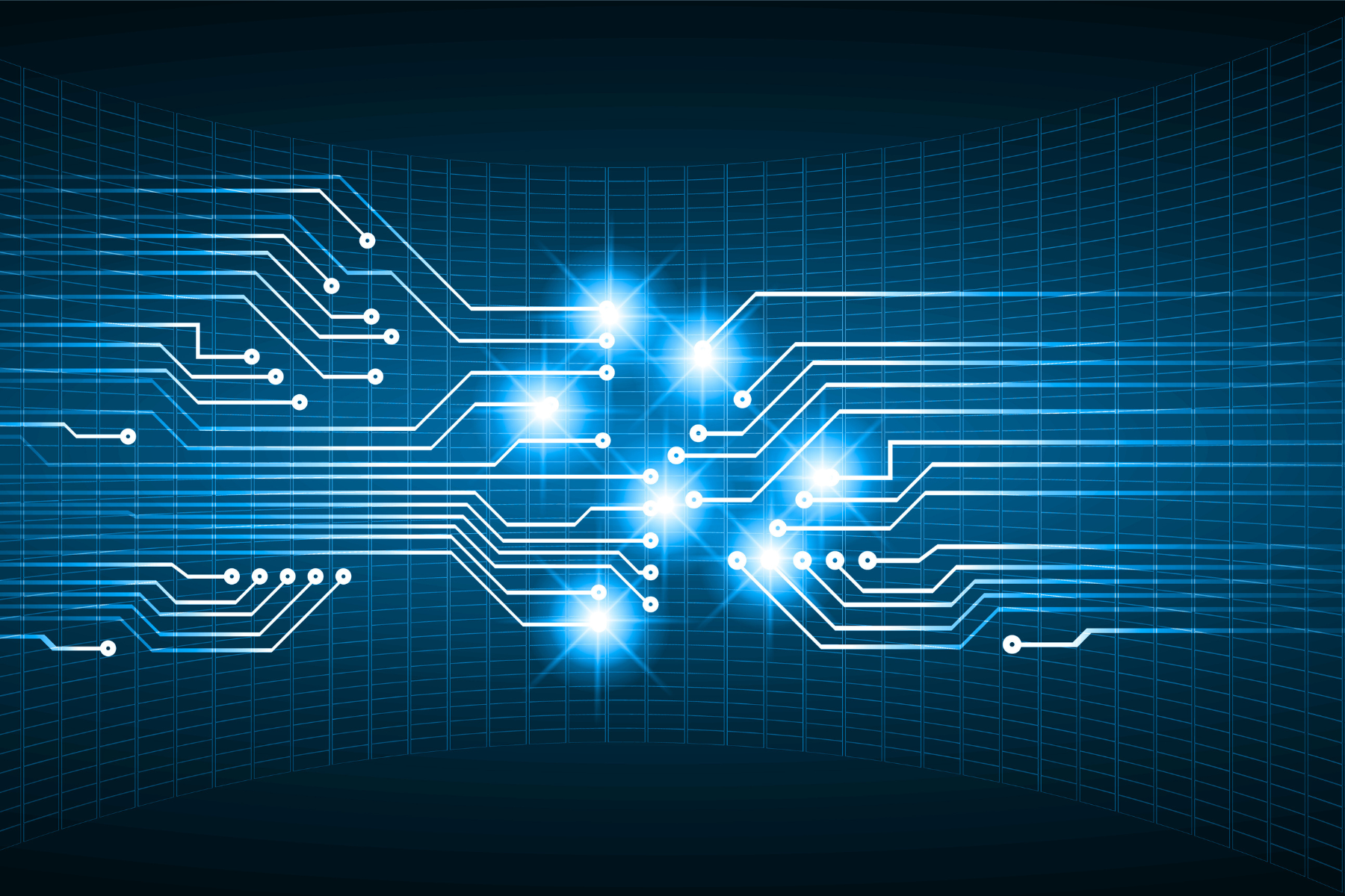 Abstract network of connected lines representative of API integration