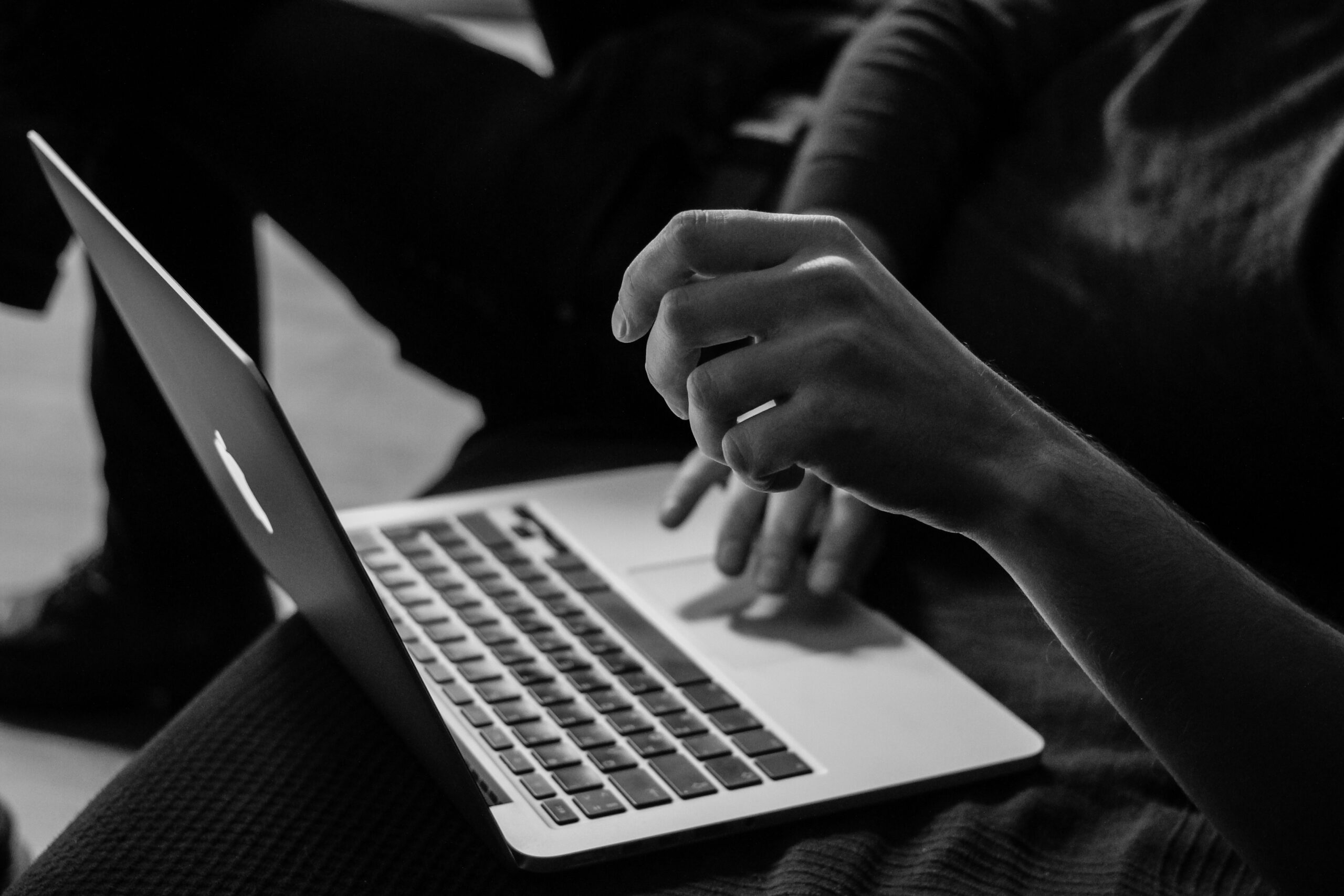 Professional typing on a computer